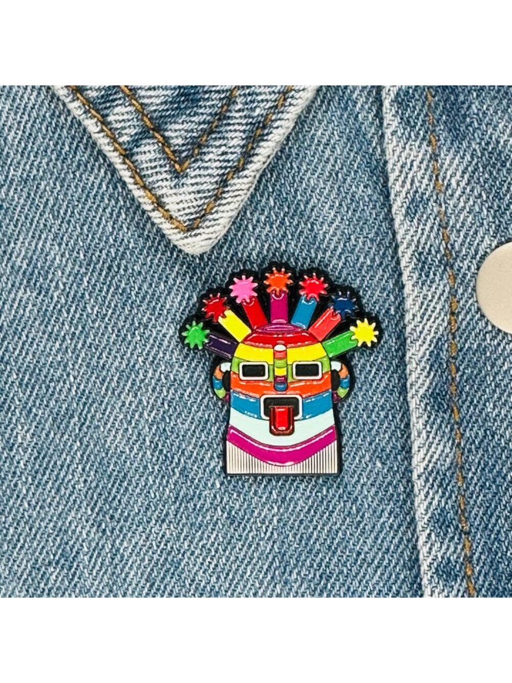 🤩OZ Enamel Diablo Huma Pin Mask Exotic Aya Incas Ecuador Inti Raymi Multicolor